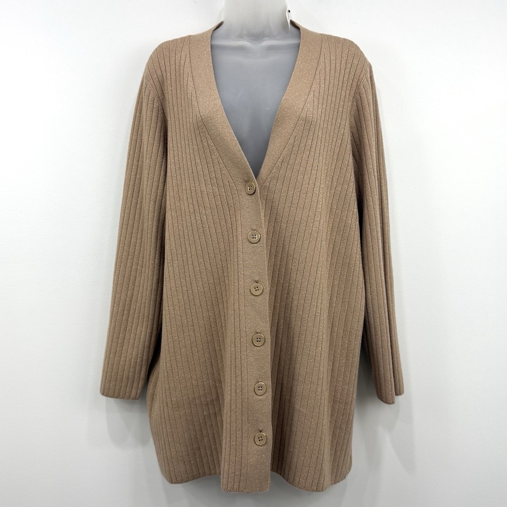 Talbots Metallic Ribbed Cardigan 1X NWT Old Money Classic Country Club Preppy